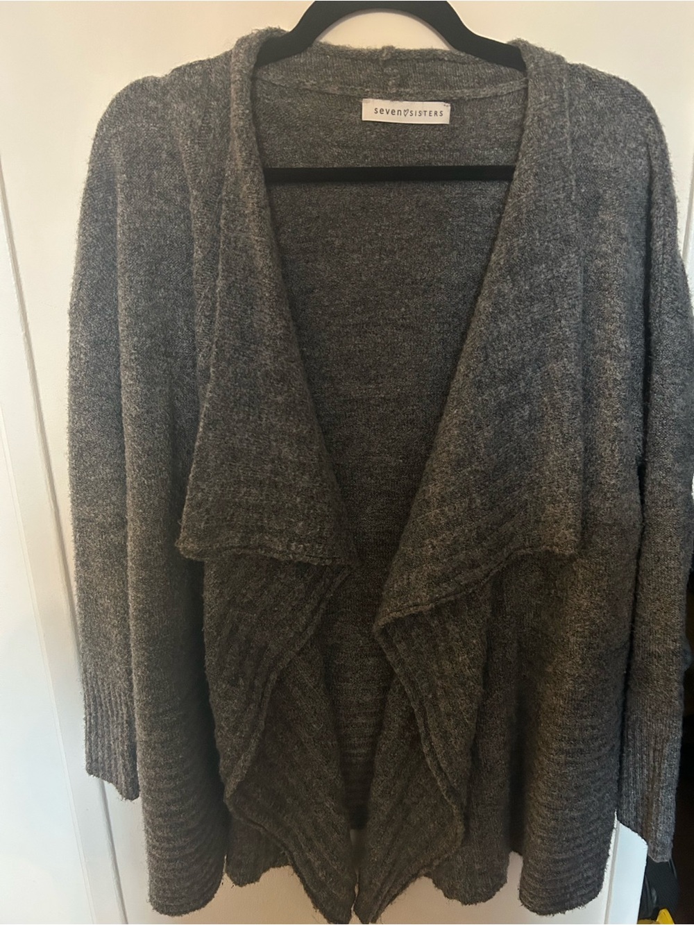Gray Open-Front Draped Women's Sweater